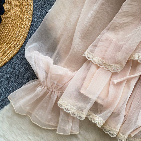 Sweetie Lace Trim Ruffled Top