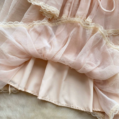 Sweetie Lace Trim Ruffled Top