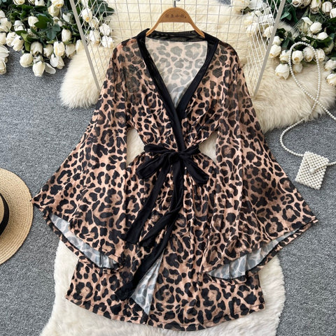 V-neck Leopard Print Nightdress