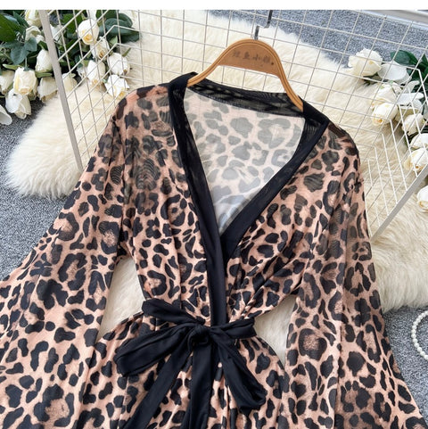 V-neck Leopard Print Nightdress