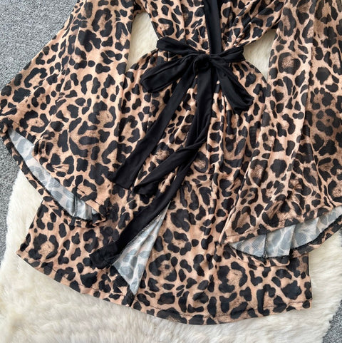 V-neck Leopard Print Nightdress