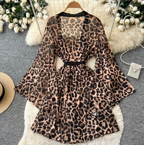 V-neck Leopard Print Nightdress