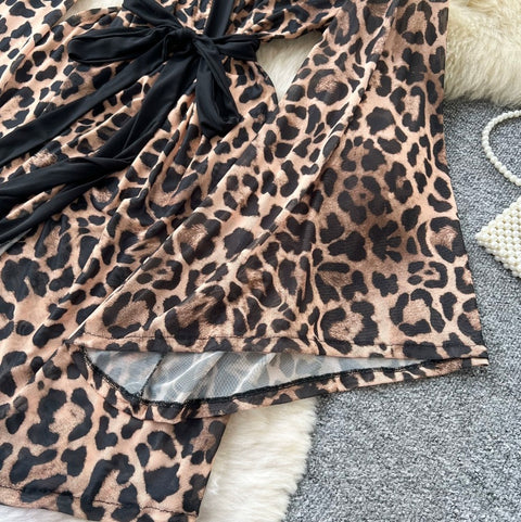 V-neck Leopard Print Nightdress