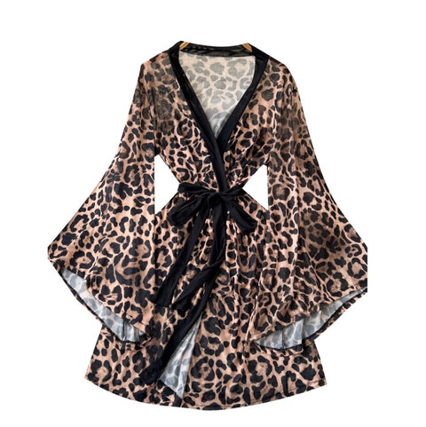 V-neck Leopard Print Nightdress