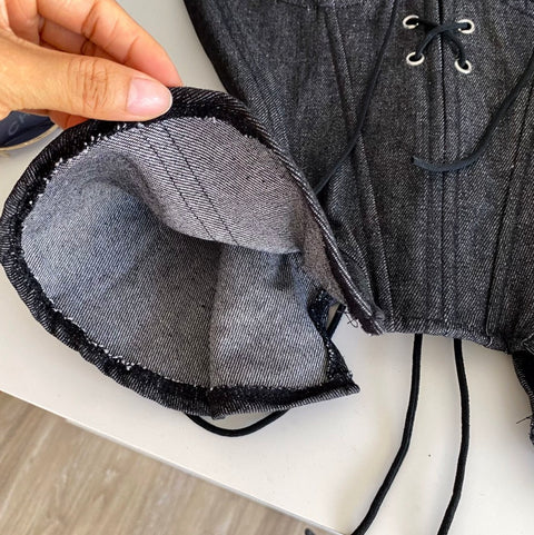 Chic Lace-up Denim Top