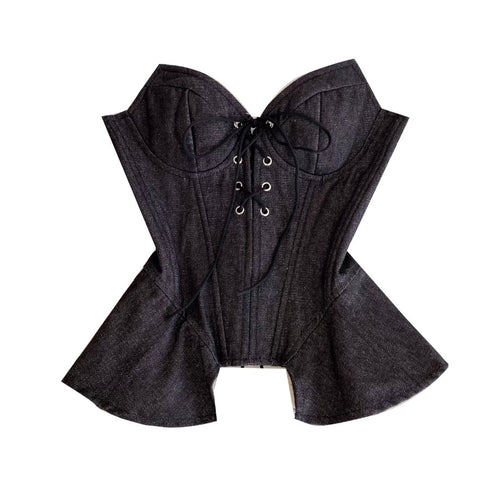 Chic Lace-up Denim Top
