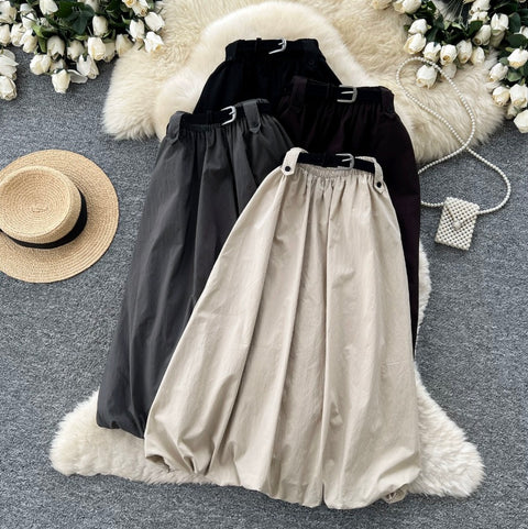 Casual A-line Skirt with Belt