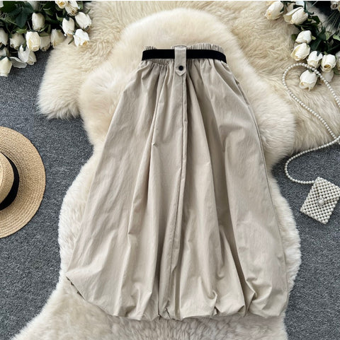 Casual A-line Skirt with Belt