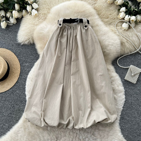 Casual A-line Skirt with Belt