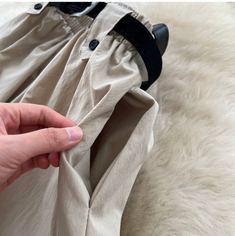 Casual A-line Skirt with Belt