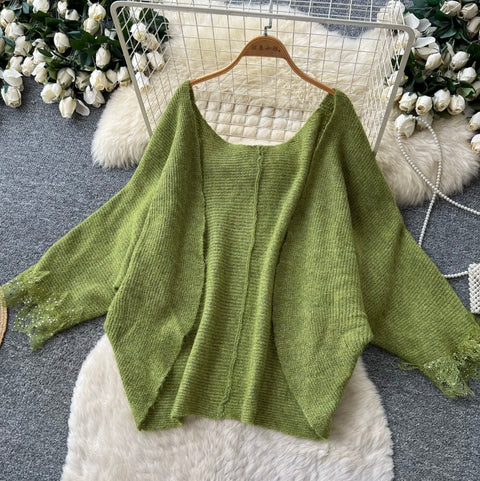 Cardigan&Slip Dress Knitted Patchwork 2Pcs