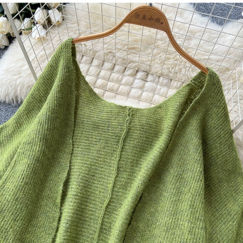 Cardigan&Slip Dress Knitted Patchwork 2Pcs