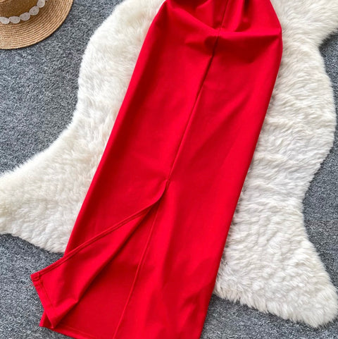 Rhinestone Studded Halter Party Dress