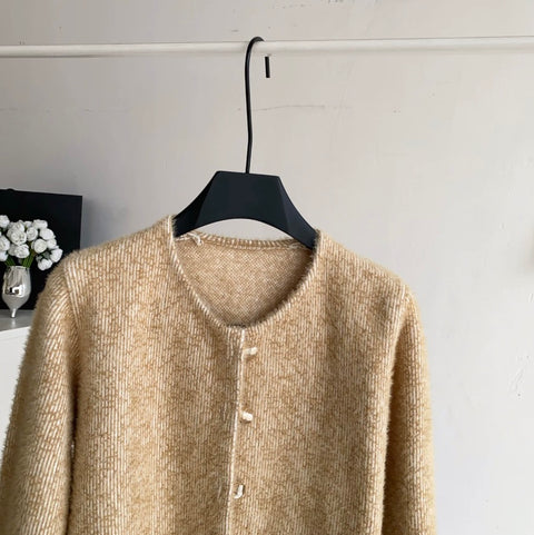 Furry Cuff Thermal Knitted Cardigan