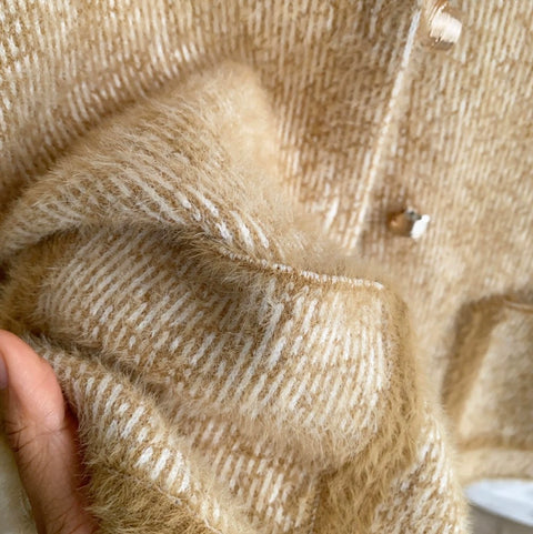 Furry Cuff Thermal Knitted Cardigan