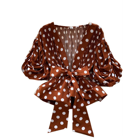 Puffy Sleeve Polka Dot Top
