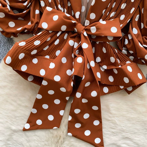 Puffy Sleeve Polka Dot Top