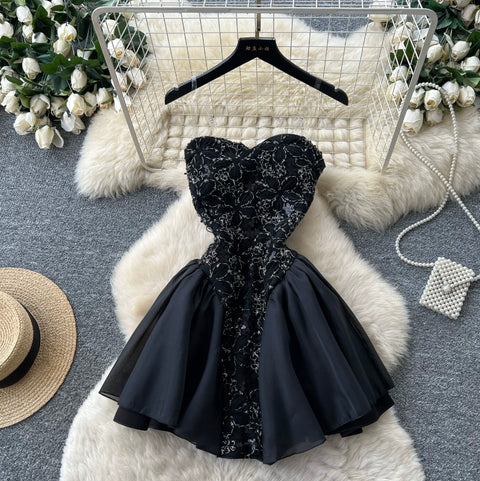 Premium Puff-Hem White Dress