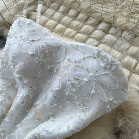 Premium Puff-Hem White Dress