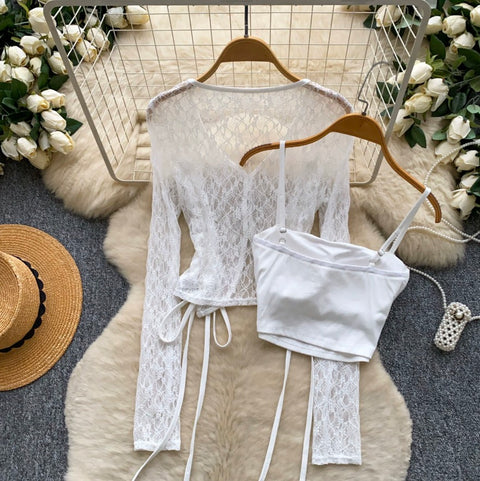 Lace Sunscreen Outwear & Camisole 2Pcs
