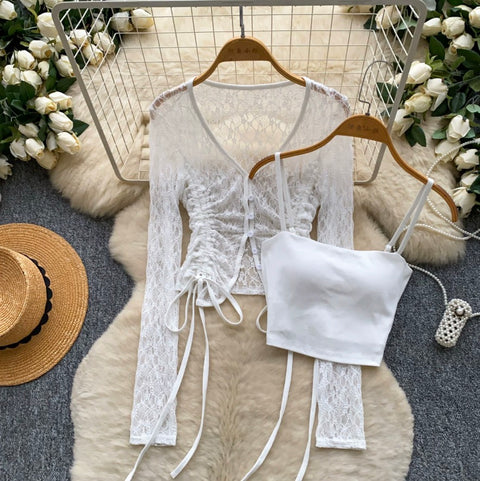 Lace Sunscreen Outwear & Camisole 2Pcs