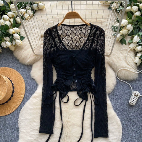 Lace Sunscreen Outwear & Camisole 2Pcs