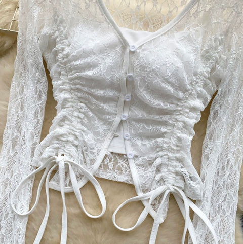 Lace Sunscreen Outwear & Camisole 2Pcs