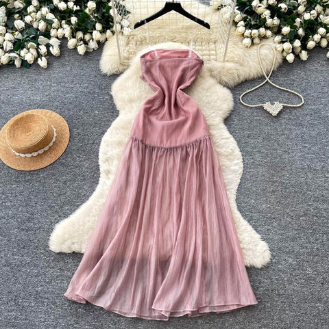 3D Ruffled Pink Slip Dress
