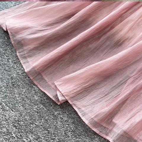 3D Ruffled Pink Slip Dress