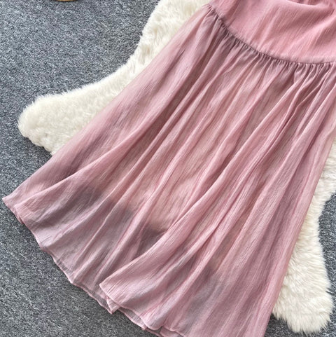 3D Ruffled Pink Slip Dress
