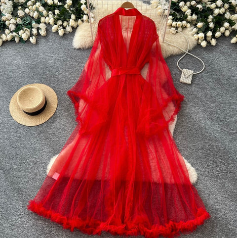 Fairy Beaded Mesh Shawl Dress