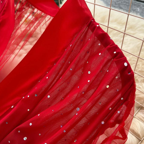 Fairy Beaded Mesh Shawl Dress