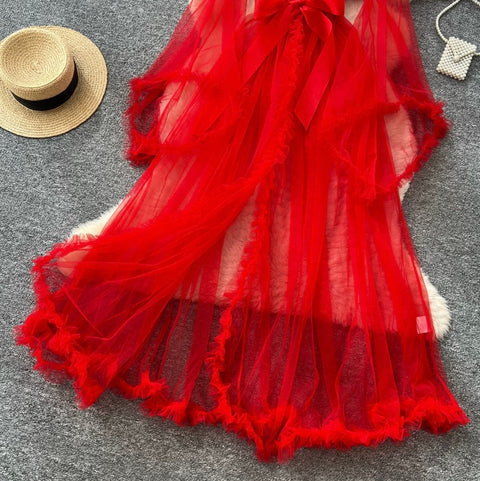 Fairy Beaded Mesh Shawl Dress
