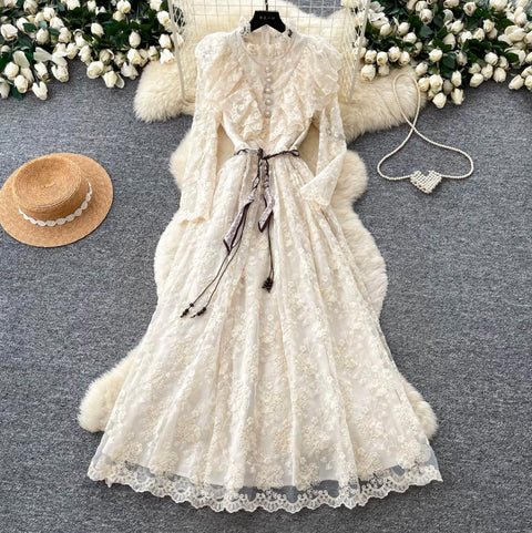Elegant Embroidered Floral Lace Dress