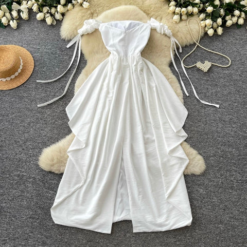 Off-shoulder Elegant White Dress