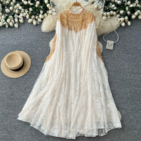 Beaded Embroidery Lace Dress