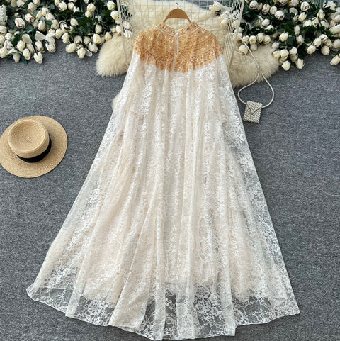 Beaded Embroidery Lace Dress
