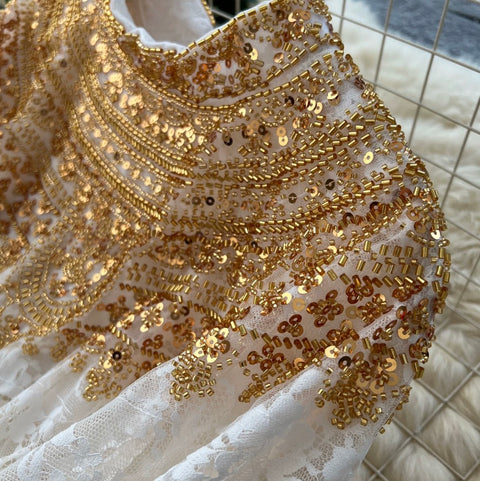 Beaded Embroidery Lace Dress