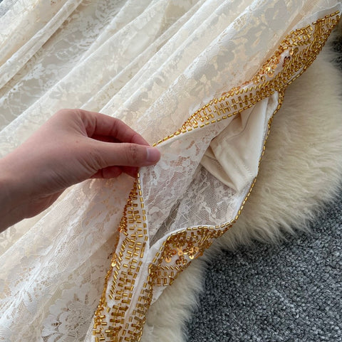 Beaded Embroidery Lace Dress