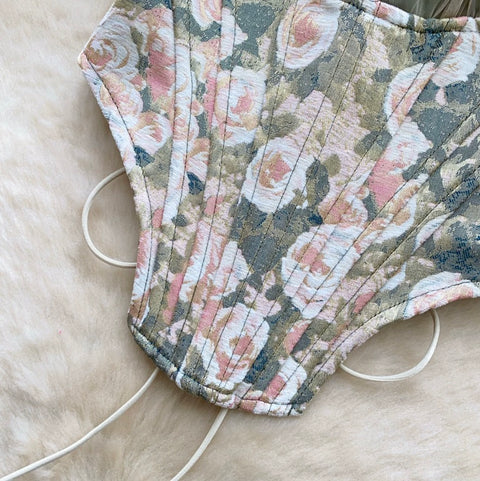 Sexy Deep V-neck Floral Halter Top