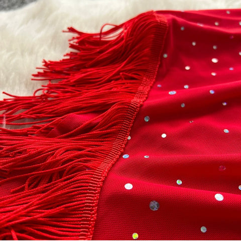One-shoulder Sequined Fringe Dress