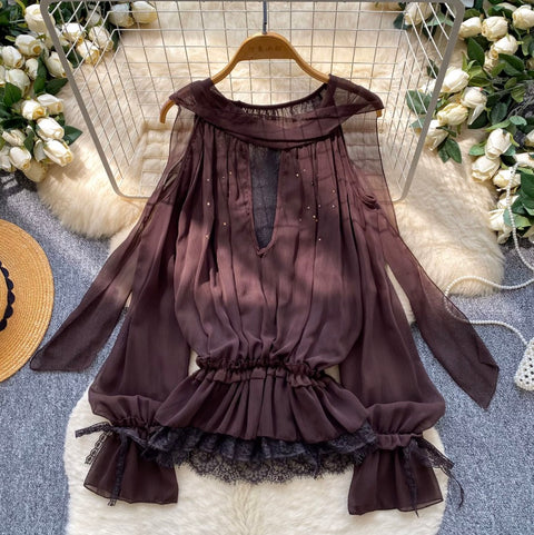 Loose-fit Lace Patchwork Shirt