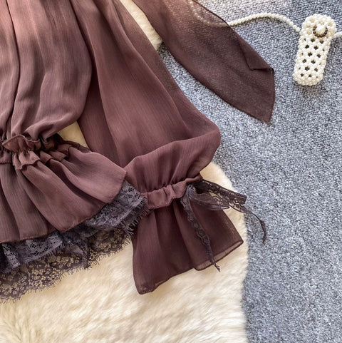 Loose-fit Lace Patchwork Shirt