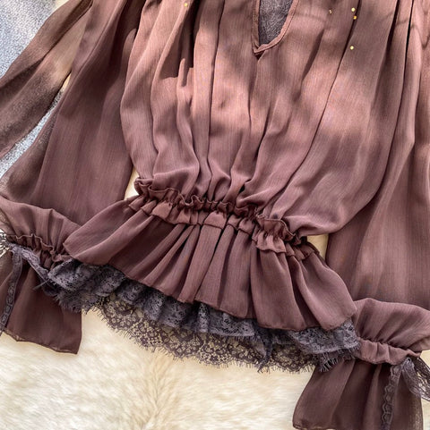 Loose-fit Lace Patchwork Shirt