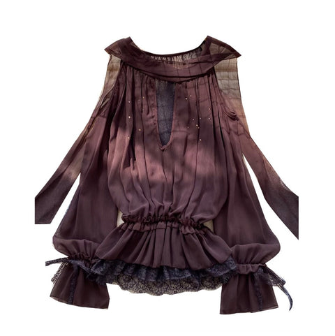 Loose-fit Lace Patchwork Shirt