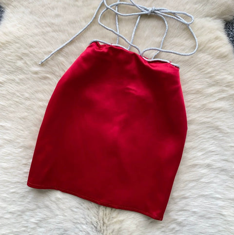 Halter Top & Skirt Red 2Pcs