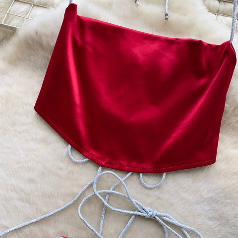 Halter Top & Skirt Red 2Pcs