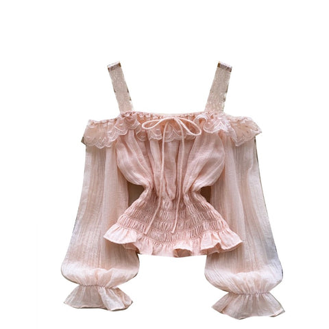 Sweetie Lace Trim Ruffled Top