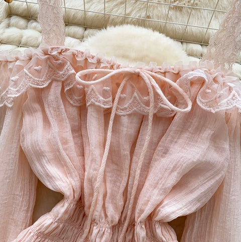Sweetie Lace Trim Ruffled Top