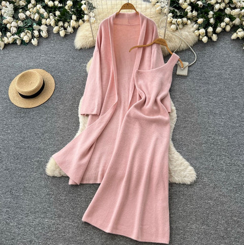 Shawl & Slip Dress Knitted 2Pcs